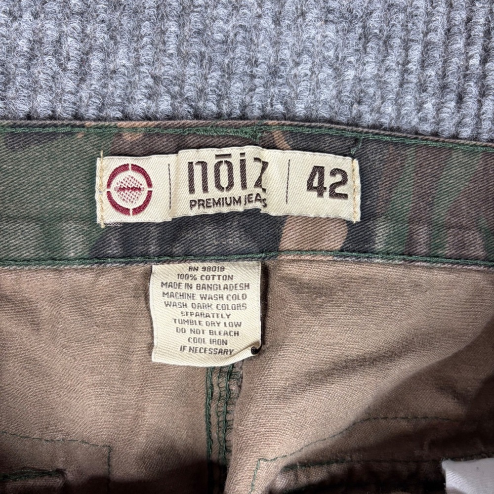 Noiz Premium Jeans Shorts Men's 42 Camo Cargo Green Brown Camouflage 100% Cotton - Picture 2 of 7